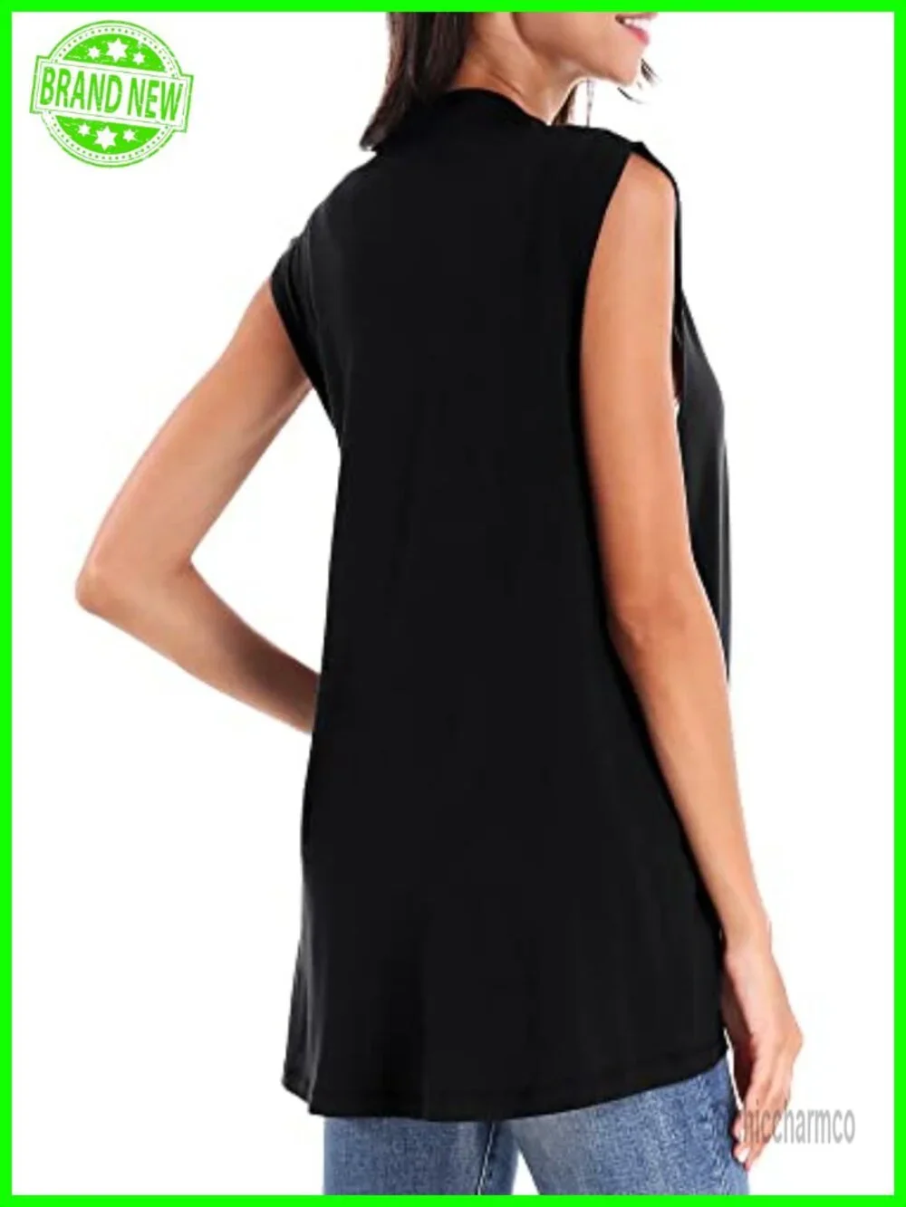 Sleeveless Open Front Cardigan Vest Lightweight Loose Fit Cool Coat
